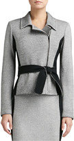 Thumbnail for your product : St. John Birdseye Tweed Knit Jacket with Contrast Crepe Marocain & Belt