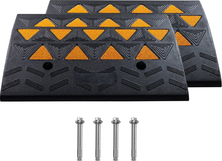 KFFKFF Rubber Curb Ramp Driveway Ramp for Curb 2 Pack 6" Rise 19.3" Wide 33069lbs