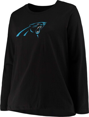Fanatics Women's Plus Size Black Carolina Panthers Primary Logo Long Sleeve T-shirt