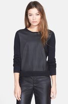 Thumbnail for your product : Pink Tartan Faux Leather Front Crewneck Sweater