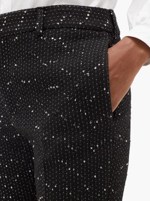 Saint Laurent High-rise Sequinned Boucle Slim-leg Trousers - Black Silver