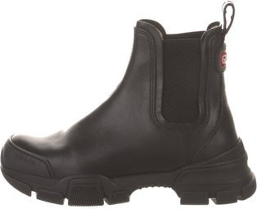 Gucci Leather Ankle Chelsea Boots Black Square-Toes Platform Includes Box & Dust Bag