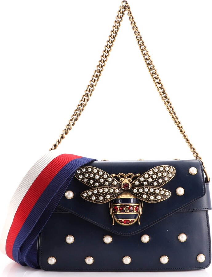 Gucci Broadway Pearly Bee Shoulder Bag Embellished Leather Mini - ShopStyle