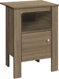 Union Rustic Accent Table With Taupe Finish - Living Room Bedroom Side Or End Use Room Closed Cabinet Ample Space