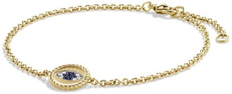 David Yurman Cable Collectibles Pave Evil Eye Charm with Blue Sapphire, Diamonds and Black Diamonds in Gold
