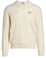 Thumbnail for your product : Comme des Garçons PLAY White Heart V-Neck Sweater
