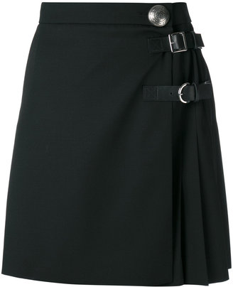 Alexander McQueen pleated mini skirt - women - Silk/Calf Leather/Virgin Wool - 42
