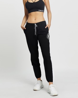 DKNY Women's Black Track Pants - Relaxed Logo Joggers with Split Logo Side Panel - Size XS at The Iconic
