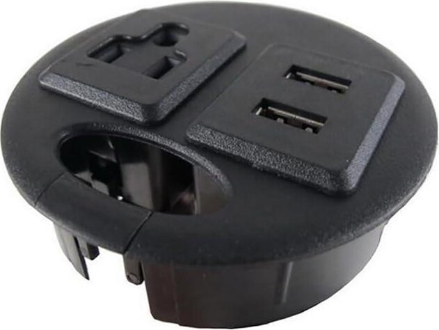 VINIUSIKI ApexDesk UL Certified 3.15 in Desktop Power Grommet with 1 Outlet and 2 USB Charging Ports, Black, 94V