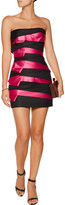 Thumbnail for your product : Balmain Tiered canvas and satin strapless mini dress