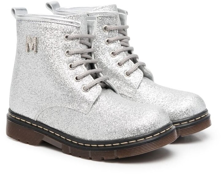 Glitter-detail lace-up boots Farfetch Mädchen Schuhe Stiefel Stiefeletten 