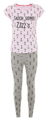 New Look Teens Pink Catch Some ZZZ's Zebra Print Pyjama Set