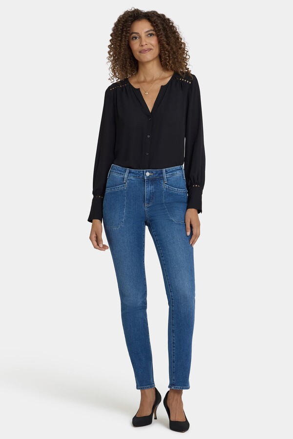 NYDJ Sheri Slim Jeans In Petite in Opera Blue