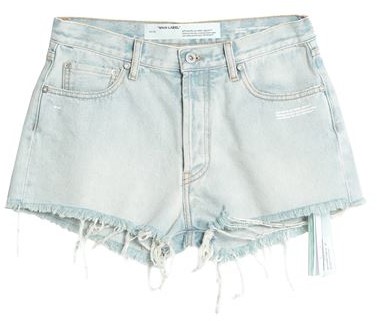 white denim fringe shorts