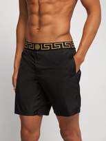 Thumbnail for your product : Versace Logo Jacquard Mid Rise Swim Shorts - Mens - Black Multi