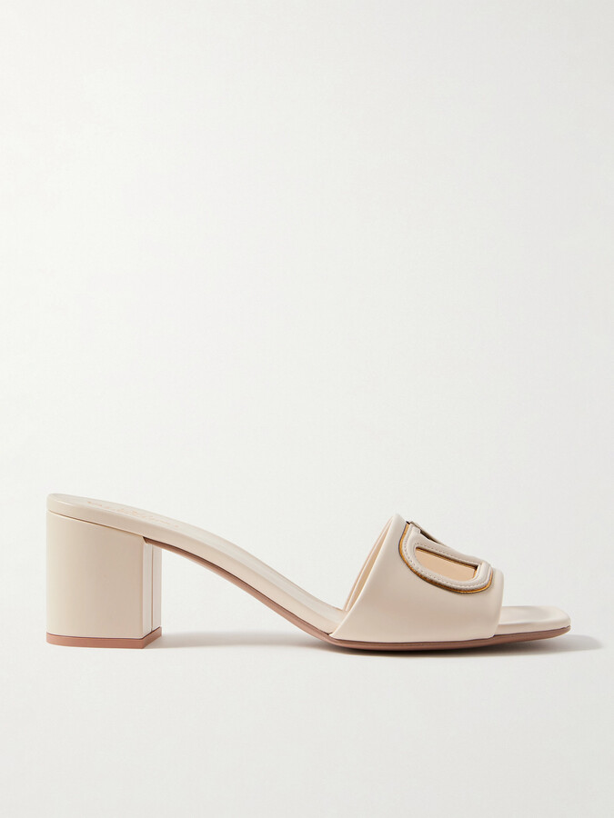 Valentino Garavani Vlogo 60 Embellished Leather Mules - White