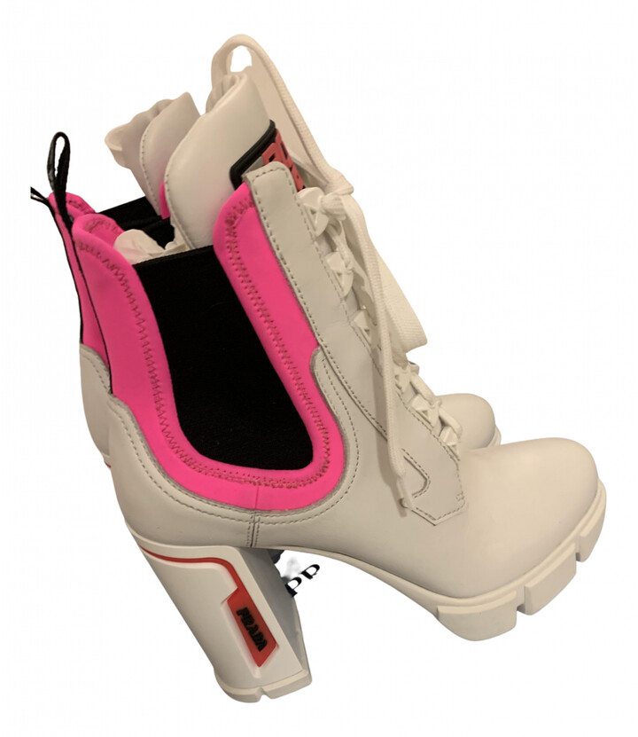 prada white and pink boots