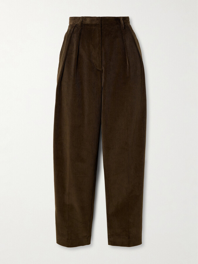 Altuzarra - Emmett Pleated Cotton-corduroy Tapered Pants - Brown