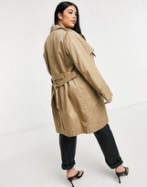 Thumbnail for your product : ASOS Curve DESIGN Curve trench coat in stone