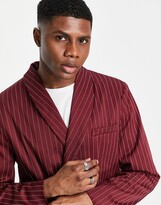 Thumbnail for your product : Mennace double breasted blazer in burgundy pinstripe