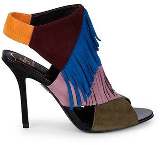 fringe open toe heels