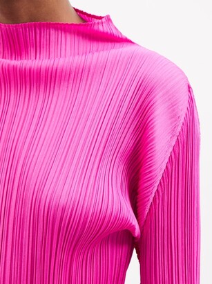 Pleats Please Issey Miyake Boat-neck Technical-pleated Top - Pink