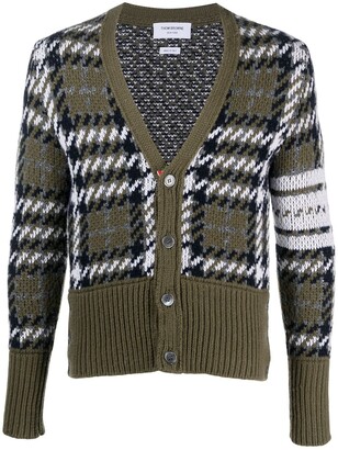 Thom Browne houndstooth knitted V-neck cardigan
