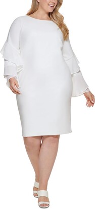 Calvin Klein Size Ruffle-Sleeve Sheath Dress - ShopStyle