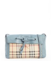 Thumbnail for your product : Burberry powder blue and beige leather nova check accent knot detail shoulder bag