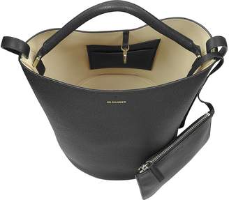 Jil Sander Black Large Leather Bucket Bag