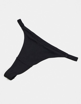 ASOS DESIGN 3 pack basic cotton tanga thongs in black - ShopStyle