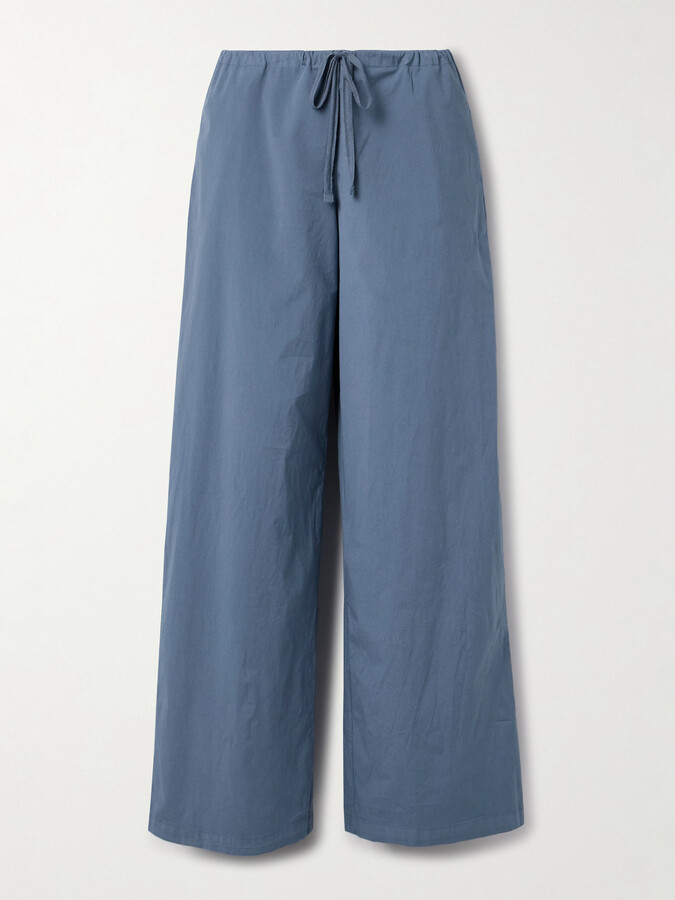 SKIMS - Cotton-blend Poplin Wide-leg Pants - Harbor