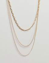 Thumbnail for your product : ASOS Design Mixed Chain Multirow Necklace