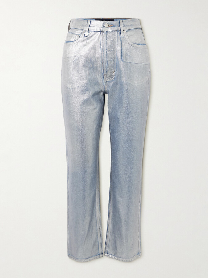 Veronica Beard Daniela High-rise Straight-leg Metallic Coated Jeans - Silver