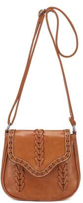-BBG Girl Vintage Weave PU Leather CroBody Bag Ladiehoulder Bag Phone Pouch Pure