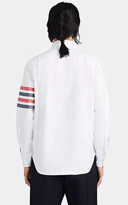 Thom Browne Men's Block-Striped Cotton Oxford Zip-Front Shirt - White