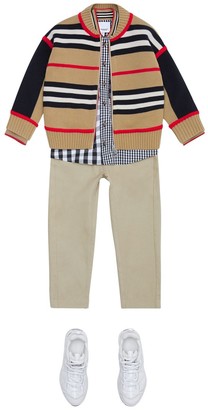 Burberry Heritage Stripe Wool Blend Knit Cardigan