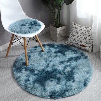 Non-Slip Floor Mat for Living Room Bedroom Decor Repeating Floral Texture Plush Shaggy Carpet Circular Rug Edwiinsa Fluffy Round Area Rug Carpets 5ft Close Up Succulent Plants 