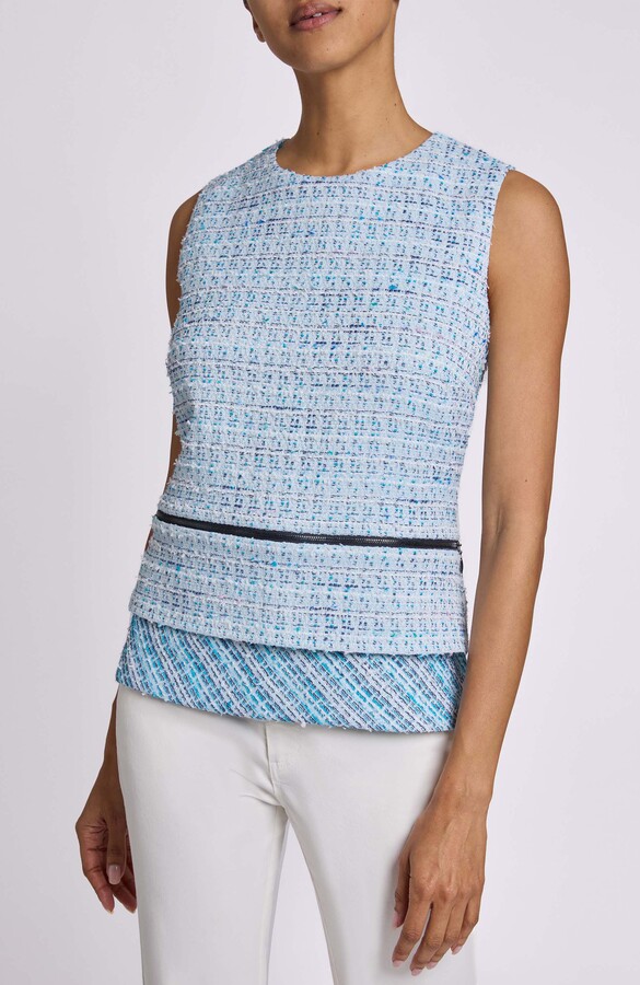 Santorelli CATERINA Sleeveless Top with Zipper Detail in Modern Tweed