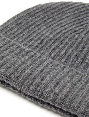 Johnstons of Elgin Ribbed Cashmere Beanie - Charcoal