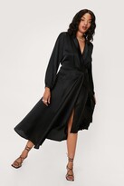 Thumbnail for your product : Nasty Gal Womens Plus Size Satin Wrap Midi Dress - Black - 24