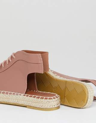 Pieces Lace Up Leather Look Espadrille