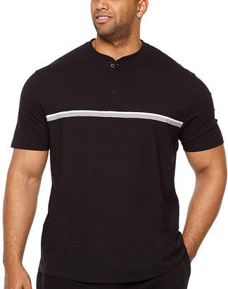 Claiborne Mens Short Sleeve Stretch Henley Shirt-Big and Tall
