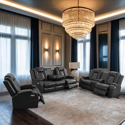 Latitude Run Kriyansh 3 Piece Faux Leather Reclining Living Room Set