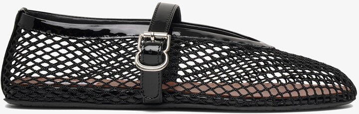 Black mesh ballet flats