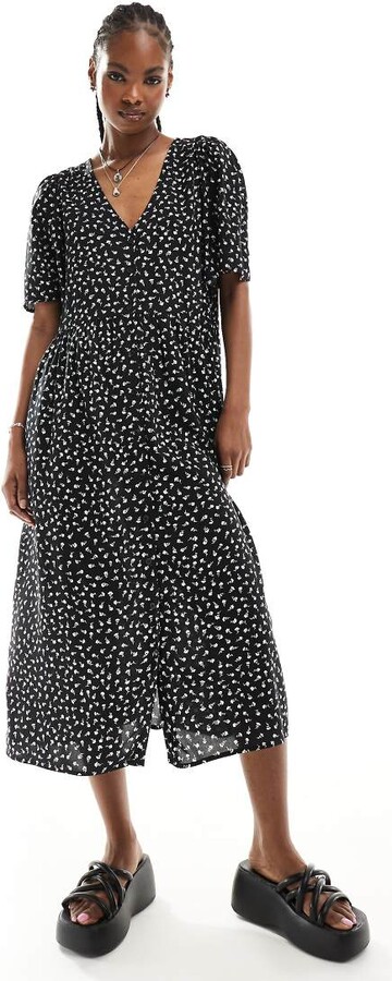 Monki Square Neck Midi Slip Dress Monki Midi Slip Dress With Tie