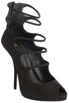 Thumbnail for your product : Giuseppe Zanotti black suede strap cut out peep toe pumps