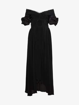 Johanna Ortiz Maria Felix Silk Off-Shoulder Cutout Dress