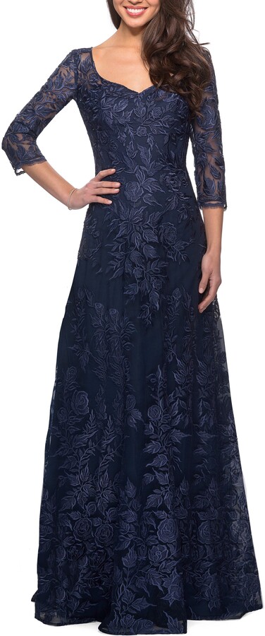 long navy gown