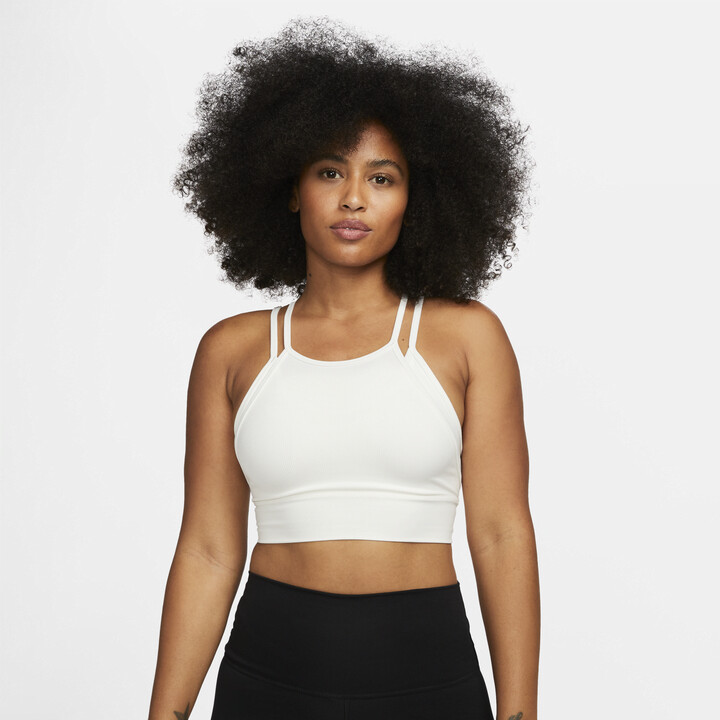 Nike Women's Indy Strappy Light-Support Padded Ribbed Longline Sports Bra  in White - ShopStyle